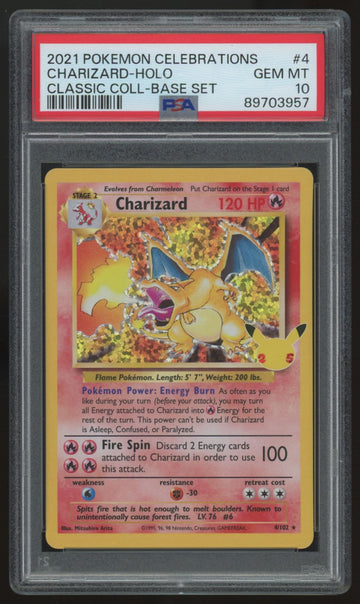 2021 Pokemon Charizard Celebrations Classic Collection Holo #4 PSA 10