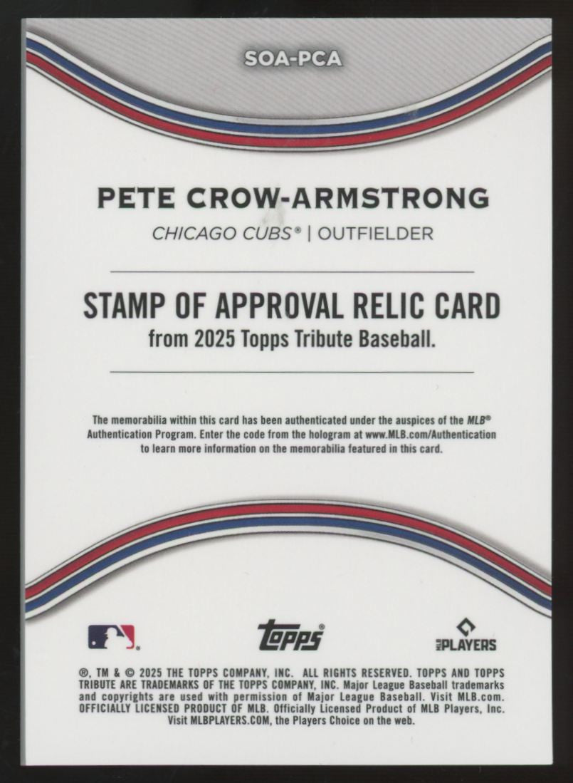 2025 Topps Tribute Pete Crow-Armstrong Green Stamp Of Approval Relic /99