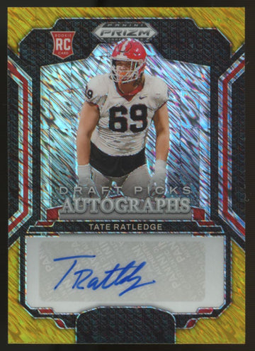 2025 Prizm Draft Picks Tate Ratledge RC Gold Shimmer Auto /15 #DPA-TRE