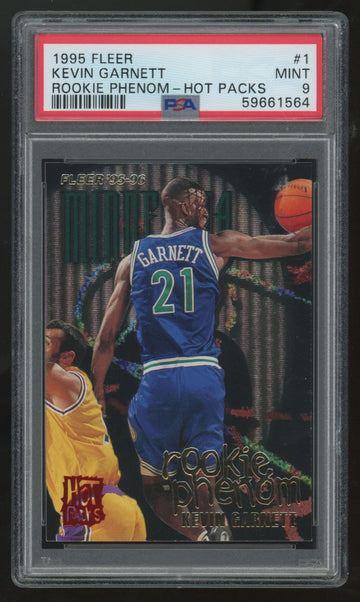 1995-96 Fleer Kevin Garnett RC Rookie Phenom Hot Packs #1 PSA 9