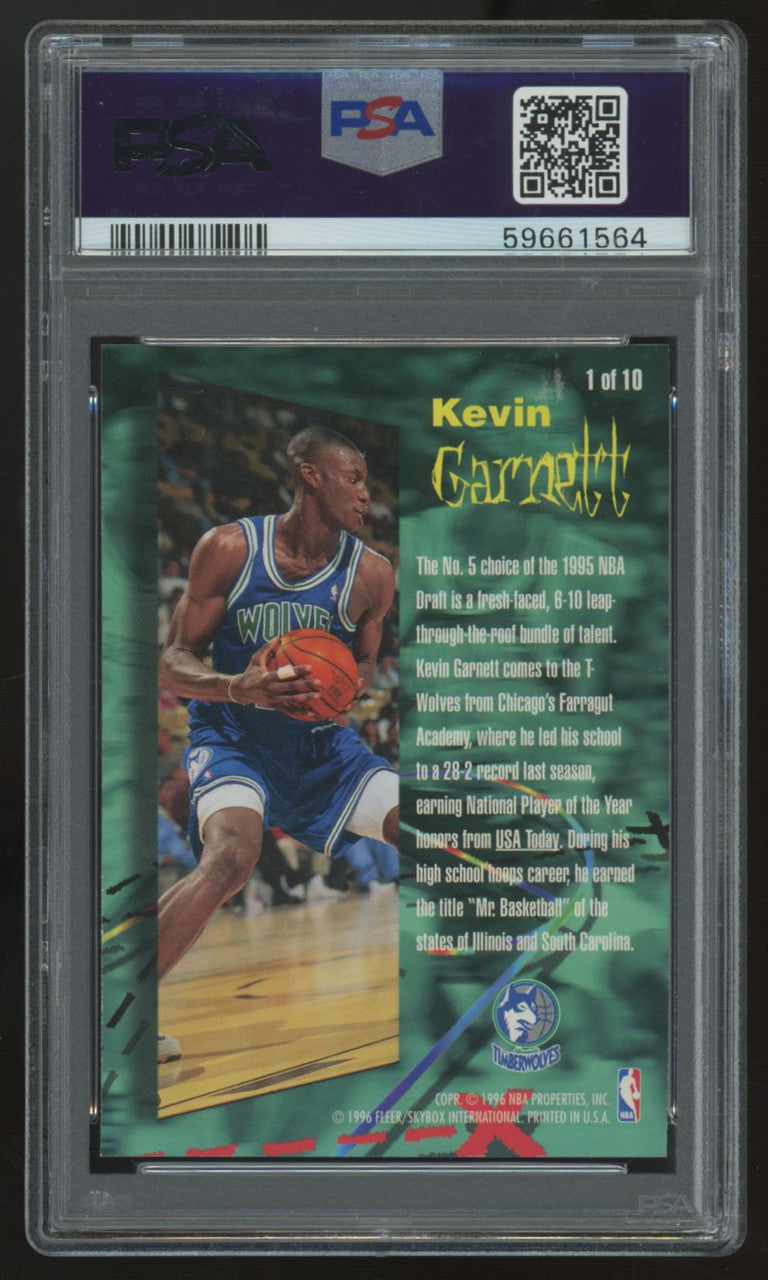 1995-96 Fleer Kevin Garnett RC Rookie Phenom Hot Packs #1 PSA 9