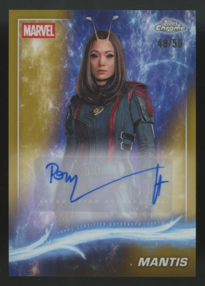 2025 Topps Marvel Studios Chrome Mantis / Pom Klementieff Gold Auto /50 #AA-PK