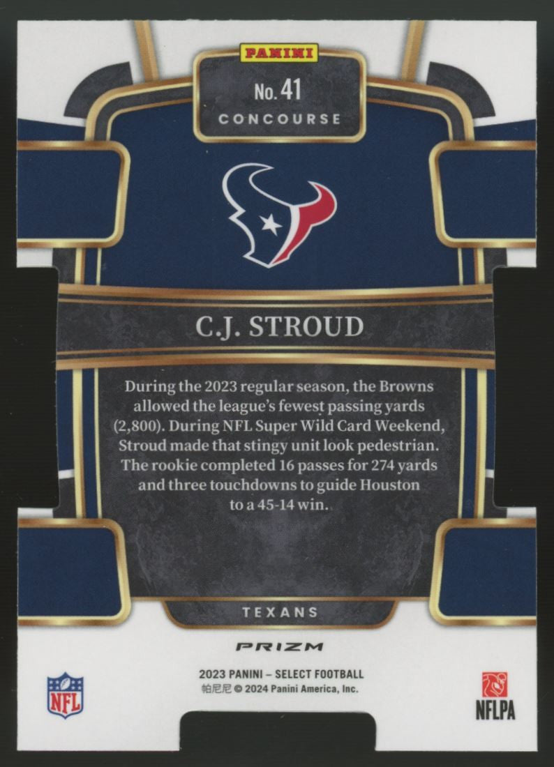 2023 Select CJ Stroud RC Die Cut Silver Prizm #41 "B"
