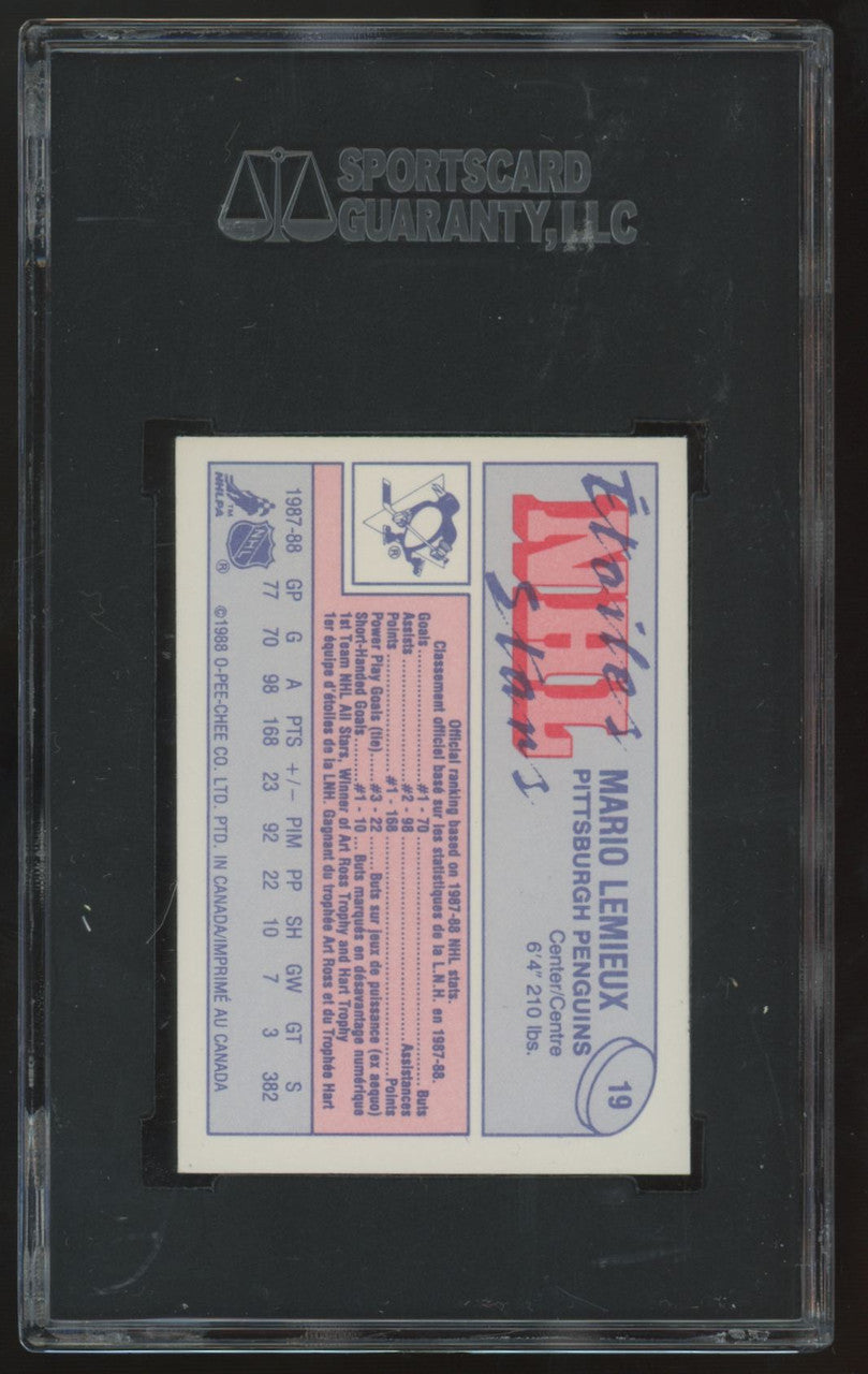 1988-89 O-Pee-Chee Mario Lemieux #19 SGC 7