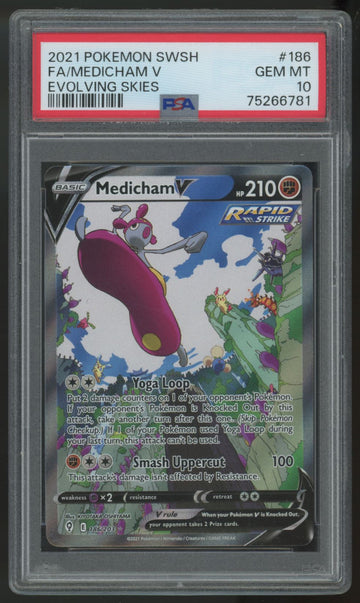 2021 Pokemon Medicham V Evolving Skies Full Art #186 PSA 10