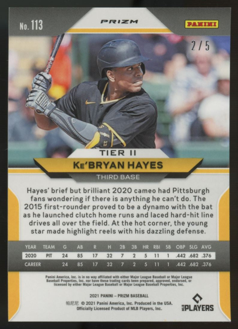 2021 Prizm Ke'Bryan Hayes RC Green Flash /5 #113