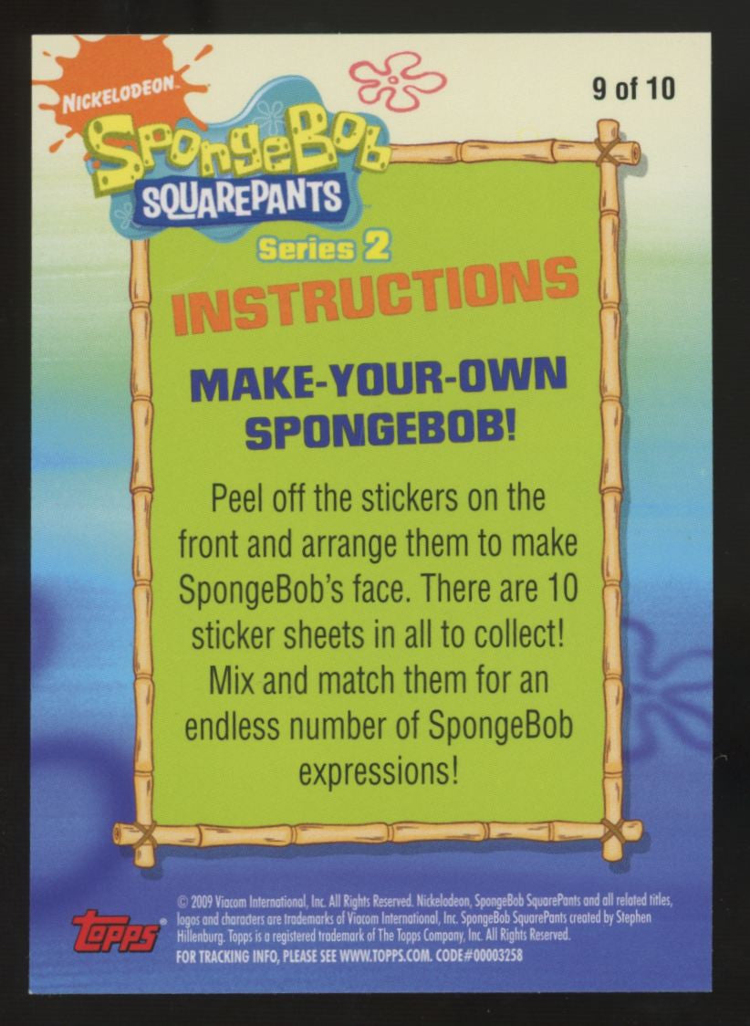 2009 Topps SpongeBob Squarepants Series Two "Make Your Own" Sticker #9