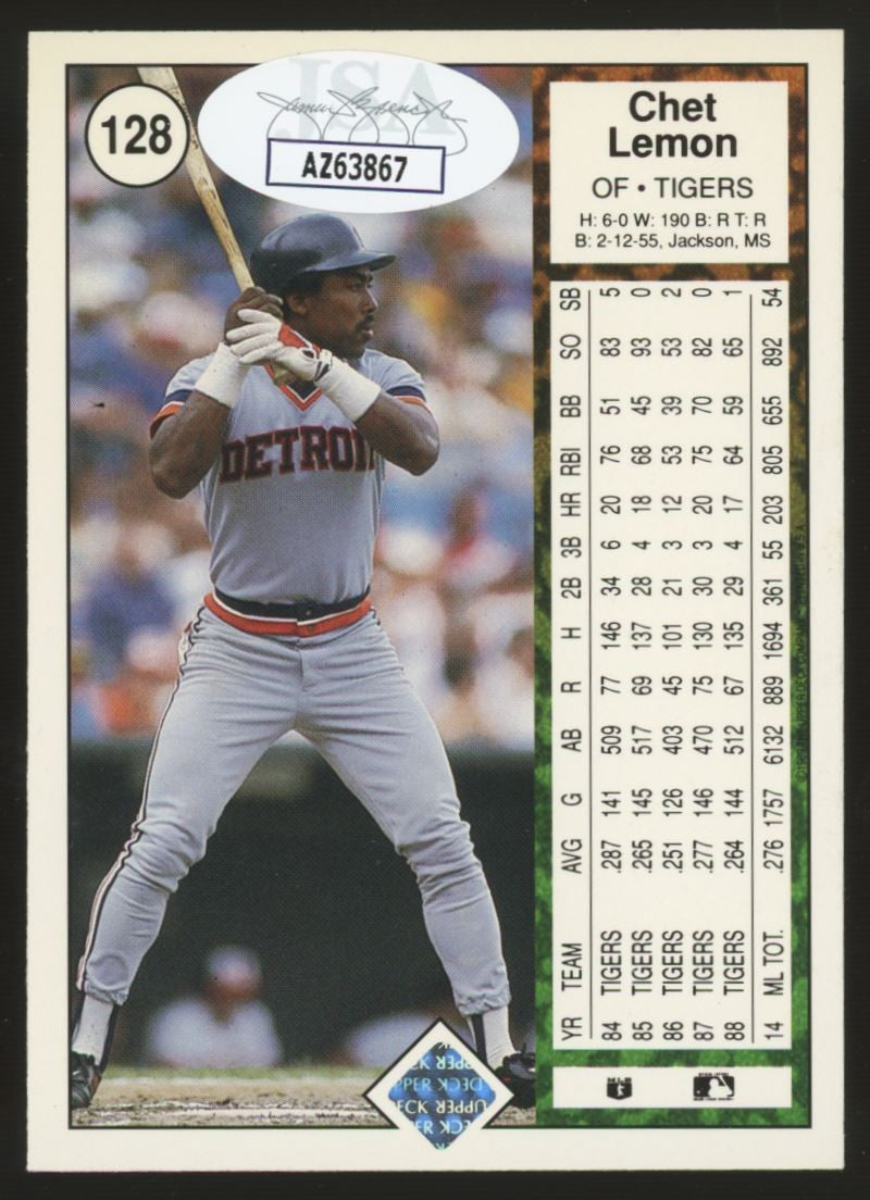 1989 Upper Deck Chet Lemon #128 Signed Auto JSA