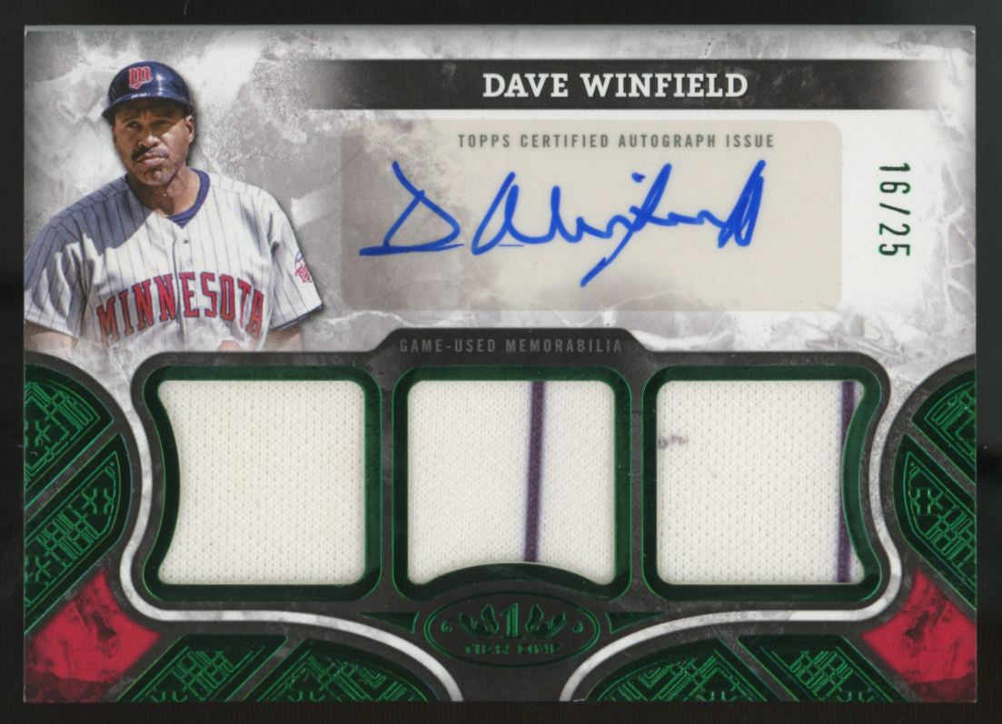 2025 Topps Tier One Dave Winfield Green Triple Patch Auto /25 #AT1R-DW