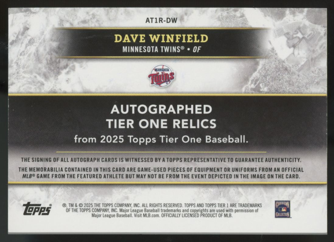 2025 Topps Tier One Dave Winfield Green Triple Patch Auto /25 #AT1R-DW