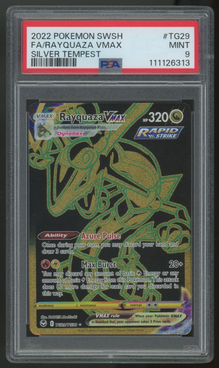 2022 Pokemon Rayquaza VMAX Silver Tempest Full Art #TG29 PSA 9 (B)
