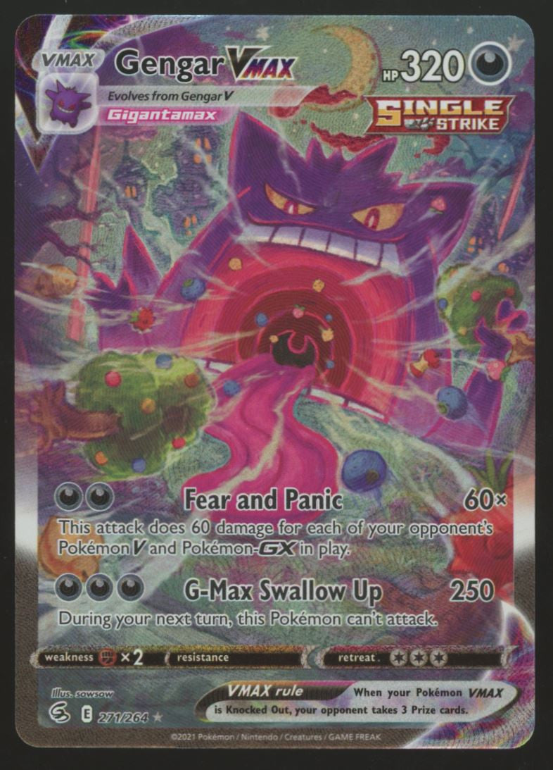 Pokemon Gengar VMAX Fusion Strike Alt Full Art Secret Rare #271/264