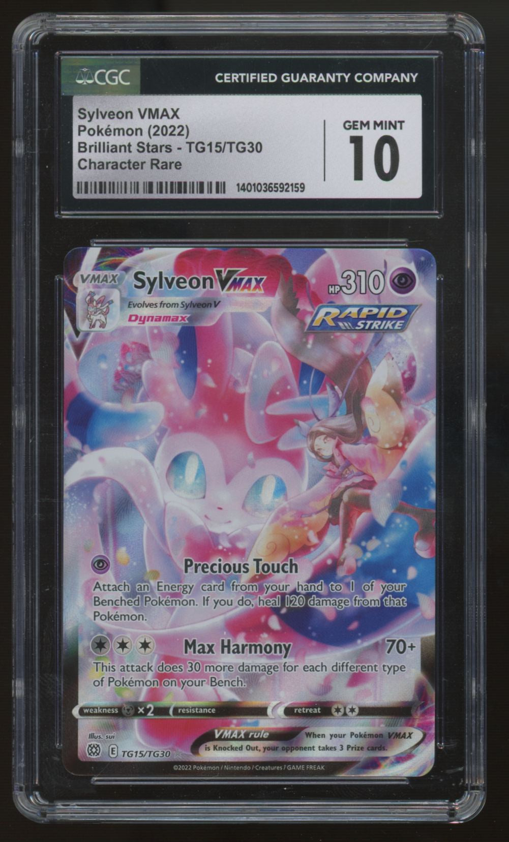 2022 Pokemon Sylveon VMAX Brilliant Stars Character Rare #TG15 CGC 10