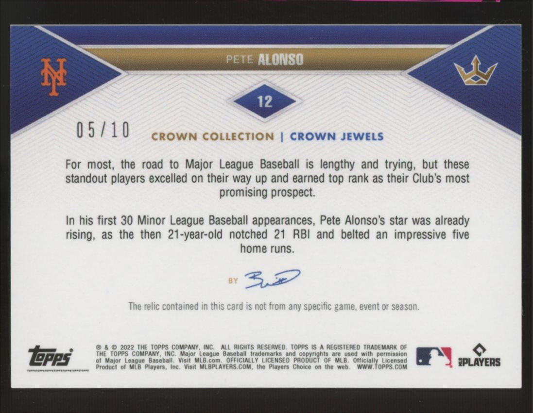 2022 Topps X Bobby Witt Jr. Pete Alonso Red Rainbow Foilboard Patch /10 #13