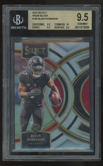 2023 Panini Select Bijan Robinson RC Premier Silver Prizm #180 BGS 9.5