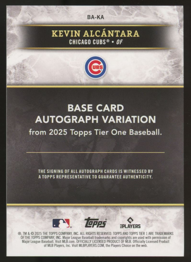 2025 Topps Tier One Kevin Alcantara RC Base Variation Auto /199 #BA-KA