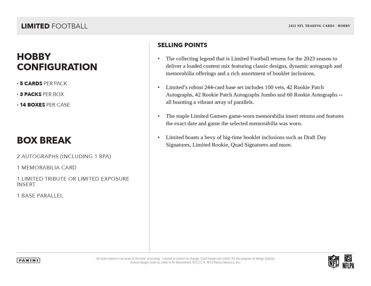 2023 Panini Limited Football Hobby Box