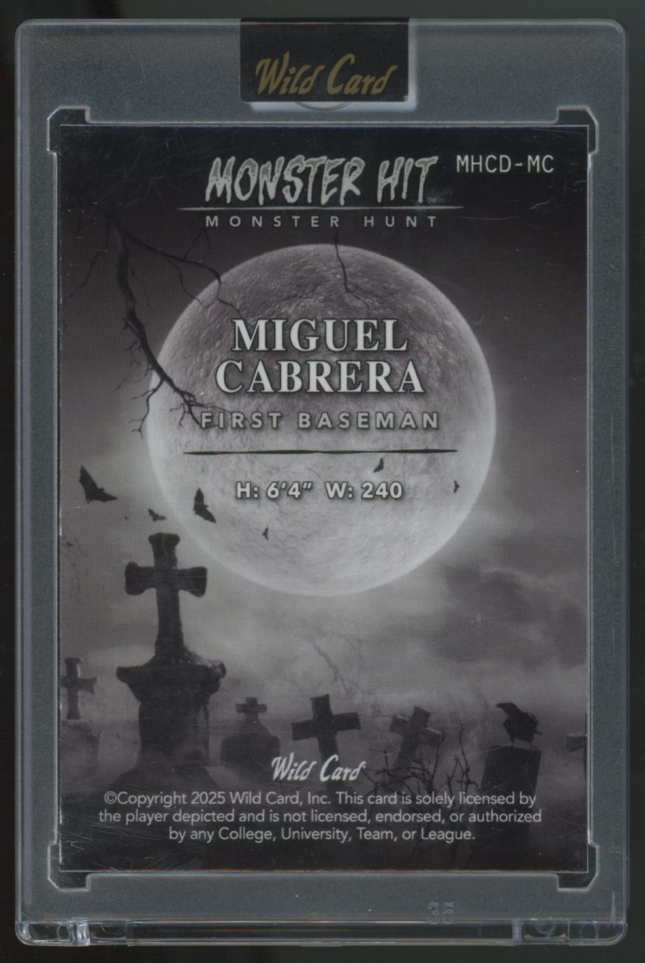 2025 Wild Card Monster Hit Miguel Cabrera Dracula 1/1 #MHCD-MC