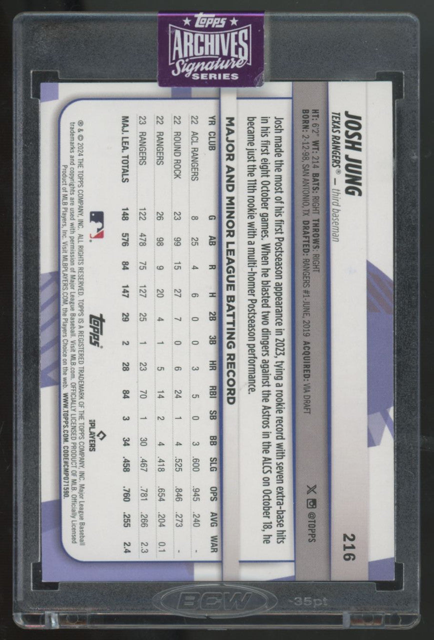 2025 Topps Archives Signature Series Josh Jung Auto /10 #216