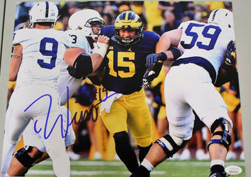 Chase Winovich Auto Wolverines Double Teamed 16x20 Photo ~Signed & JSA Certified
