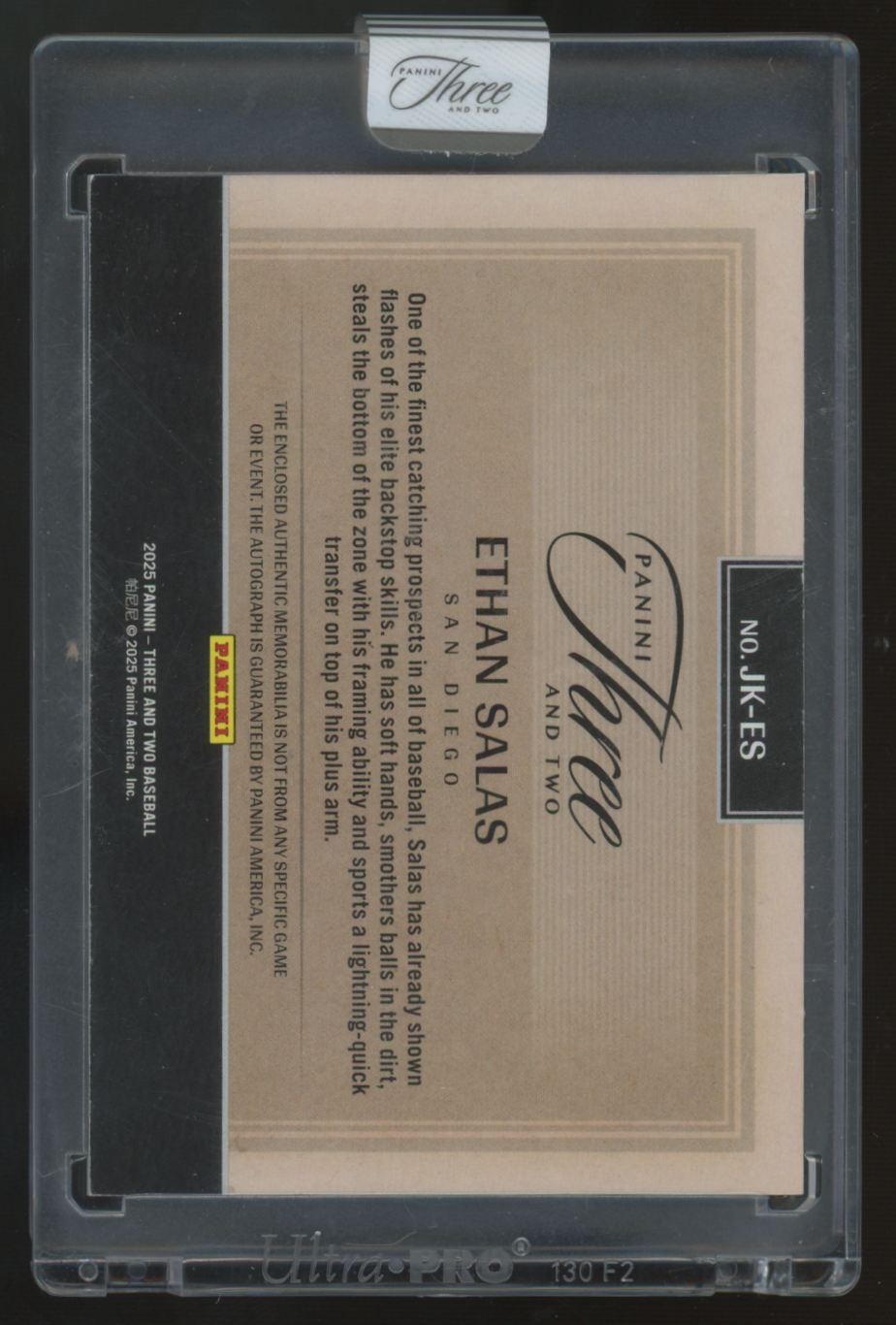 2025 Panini Three & Two Ethan Salas Patch Auto /99 #JK-ES