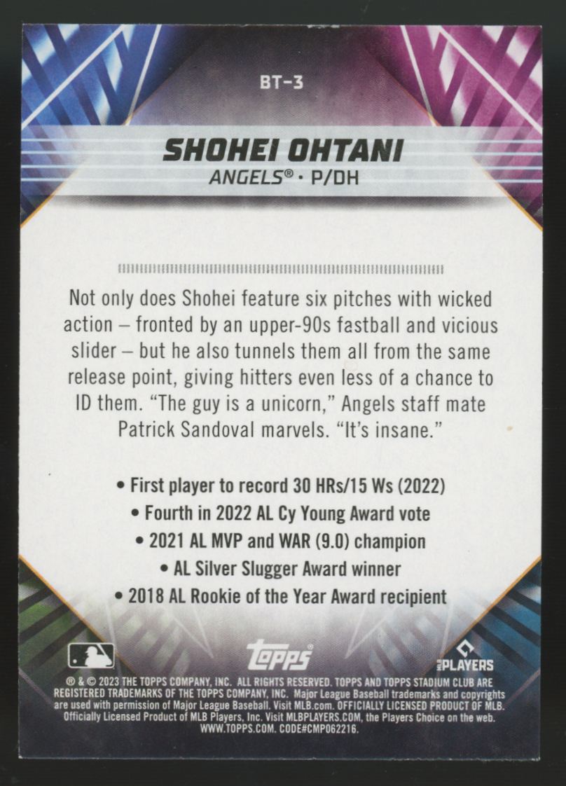 2023 Topps Stadium Club Shohei Ohtani Beam Team #BT-3
