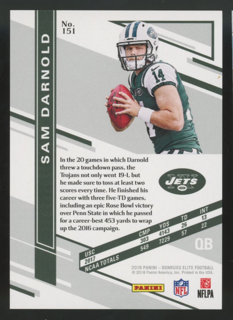 2018 Panini Donruss Elite Sam Darnold RC /399 #151