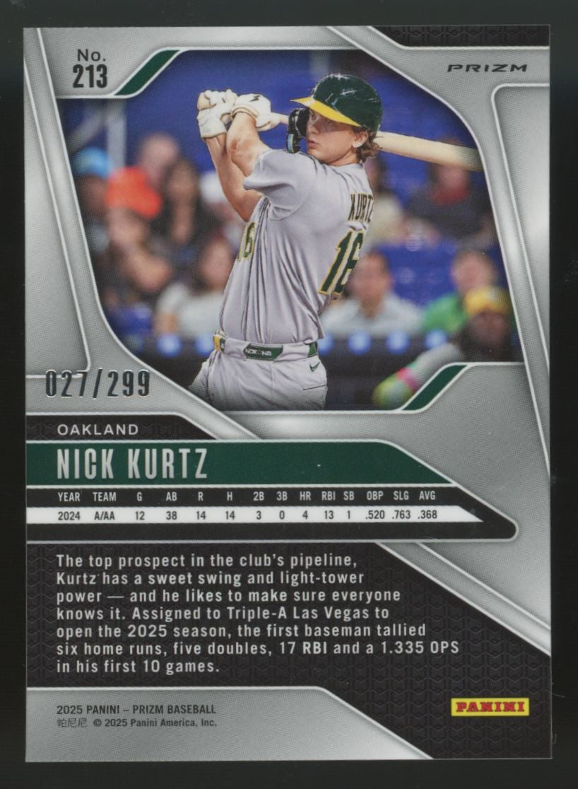 2025 Panini Prizm Nick Kurtz RC Red /299 #213