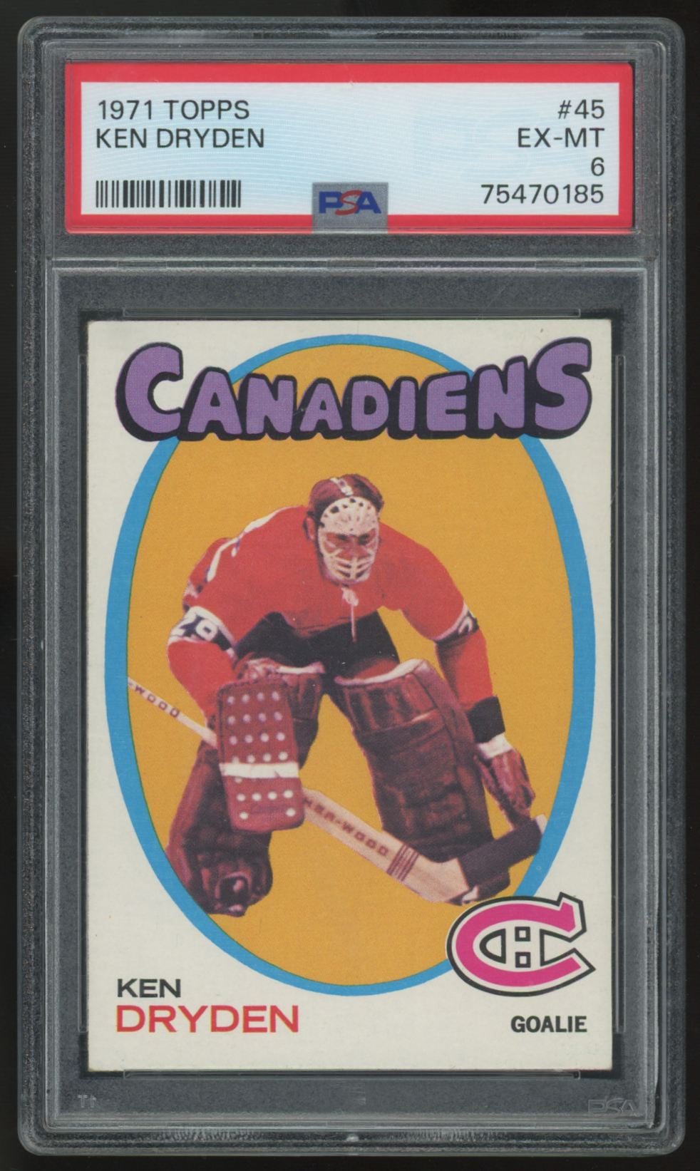 1971-72 Topps Ken Dryden RC #45 PSA 6