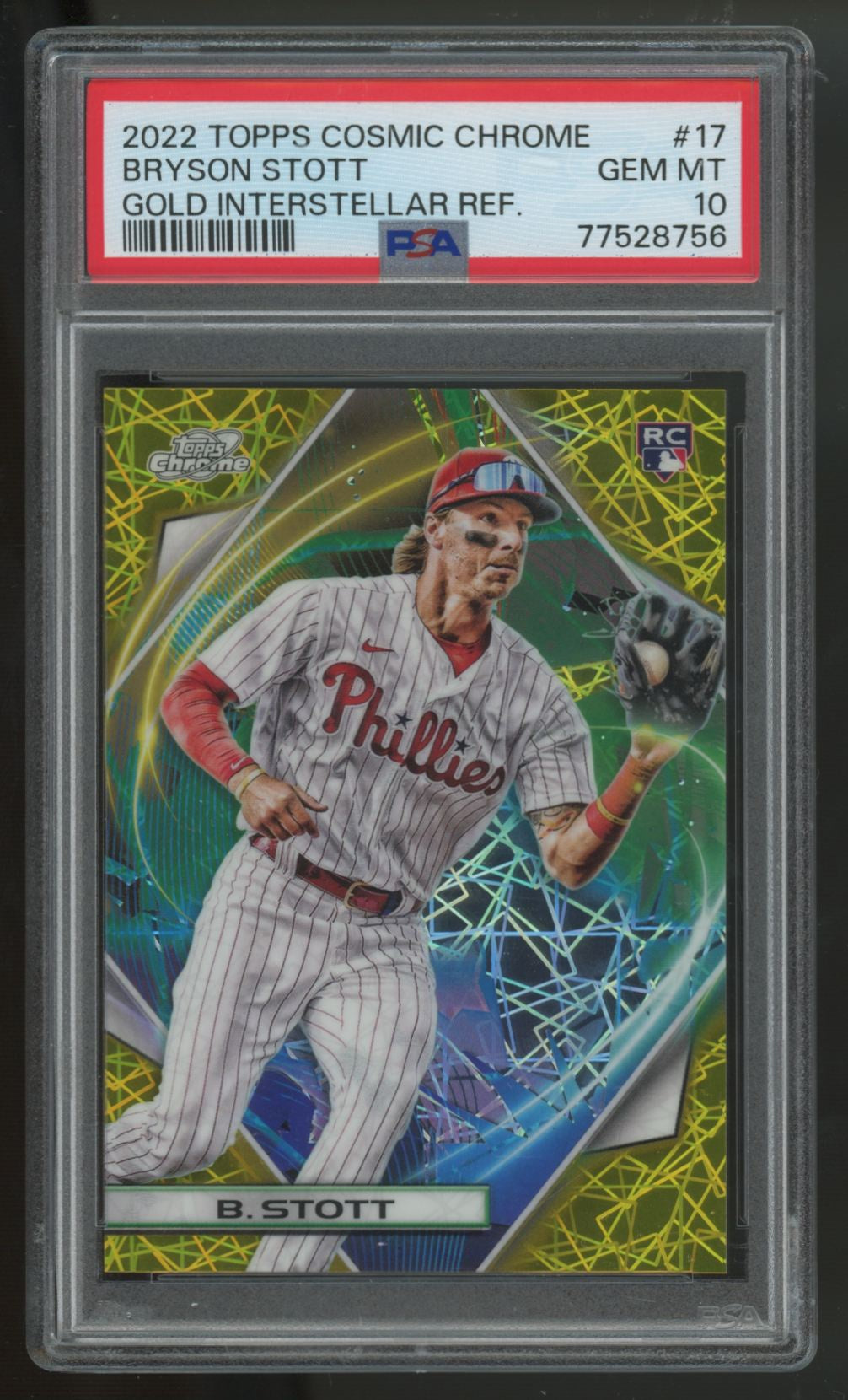 2022 Topps Chrome Cosmic Bryson Stott RC Gold Interstellar Refractor /50 PSA 10