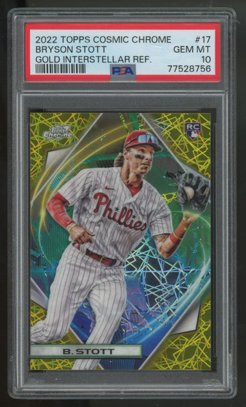 2022 Topps Chrome Cosmic Bryson Stott RC Gold Interstellar Refractor /50 PSA 10
