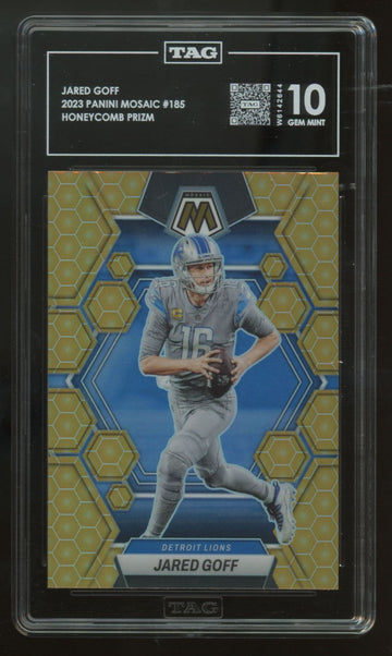 2023 Panini Mosaic Jared Goff Honeycomb Prizm SSP #185 TAG 10