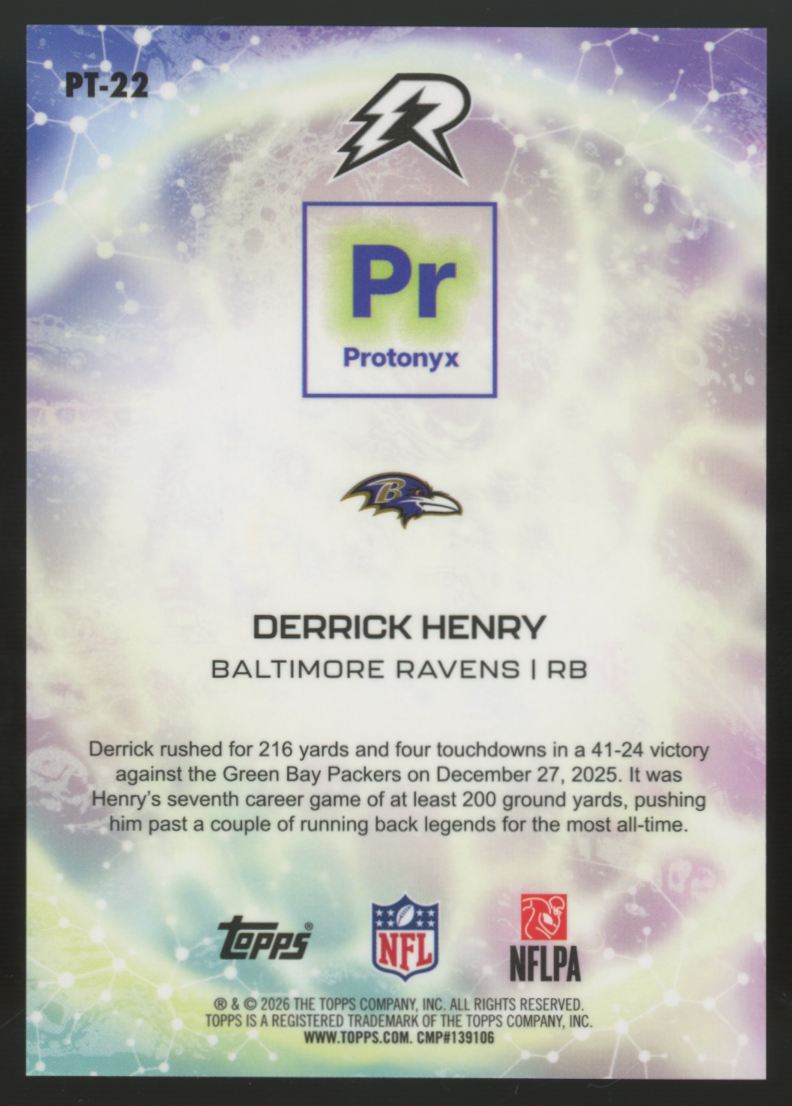 2025 Topps Resurgence Derrick Henry Protonyx Gold Power Surge /50 #PT-22