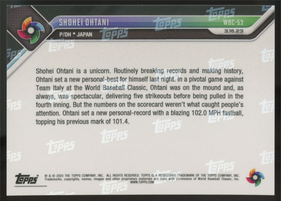 2023 Topps Now Shohei Ohtani World Baseball Classic #WBC-53