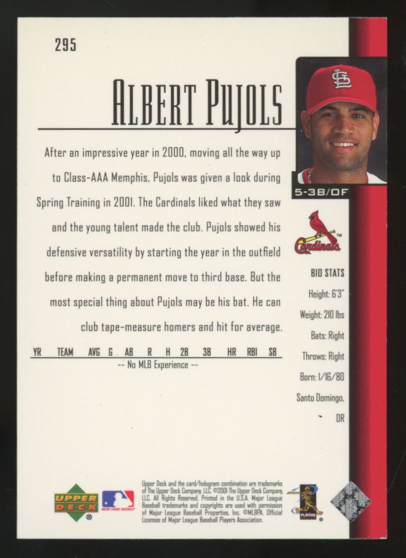 2001 Upper Deck Albert Pujols RC #295 NM-MT "A"