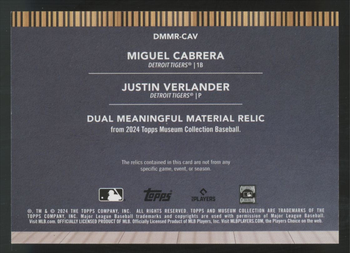 2024 Museum Collection Verlander/Cabrera Meaningful Material Dual Patch /50