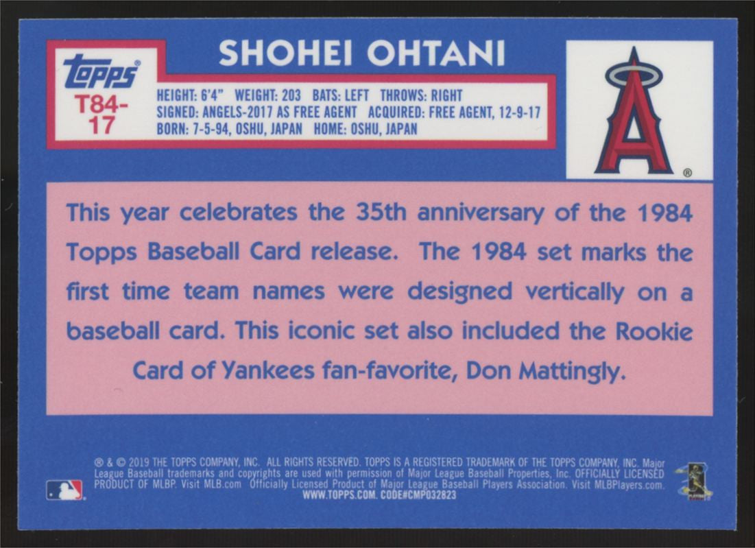 2019 Topps Silver Pack Shohei Ohtani 1984 Chrome #T84-17