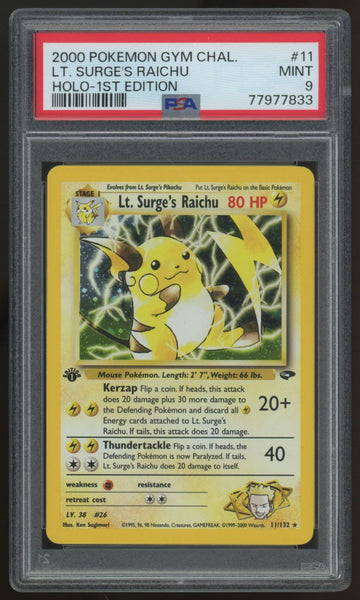 2000 Pokemon Lt. Surge's Raichu Gym Challenge 1st Edition Holo #11 PSA 9