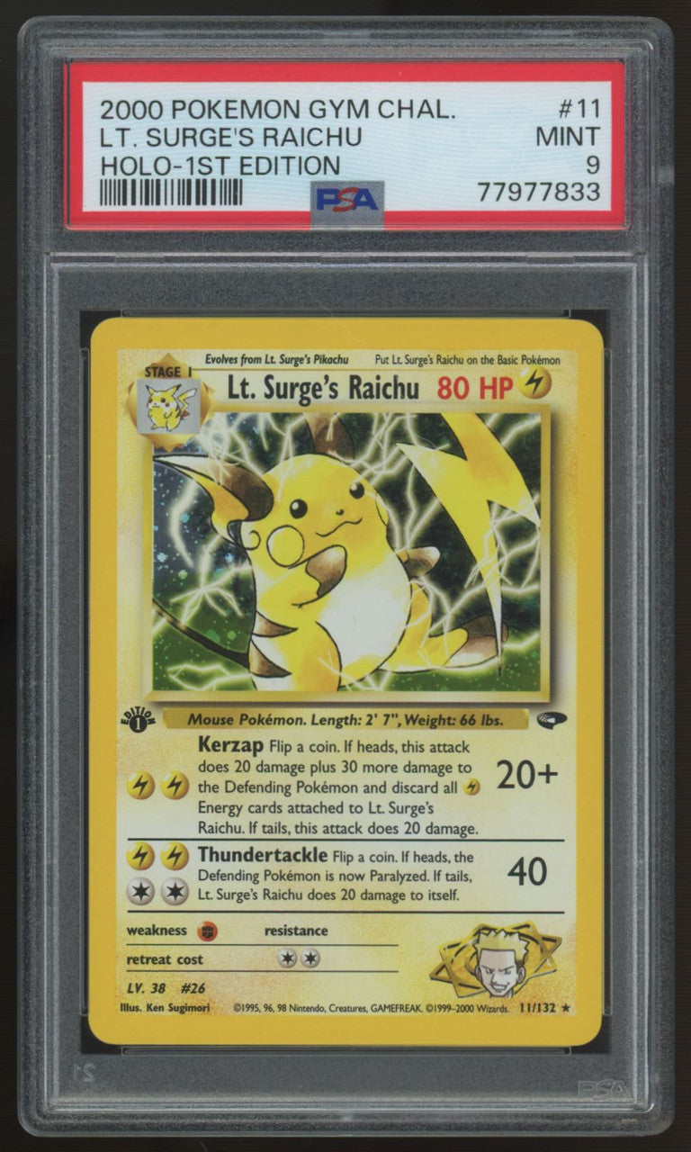 2000 Pokemon Lt. Surge's Raichu Gym Challenge 1st Edition Holo #11 PSA 9