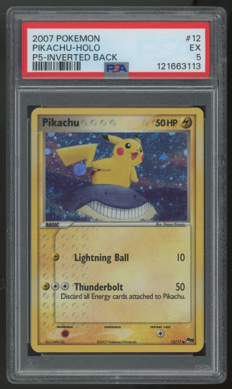 2007 Pokemon Pikachu Pop Series 5 Inverted Back Holo #12 PSA 5 (B)