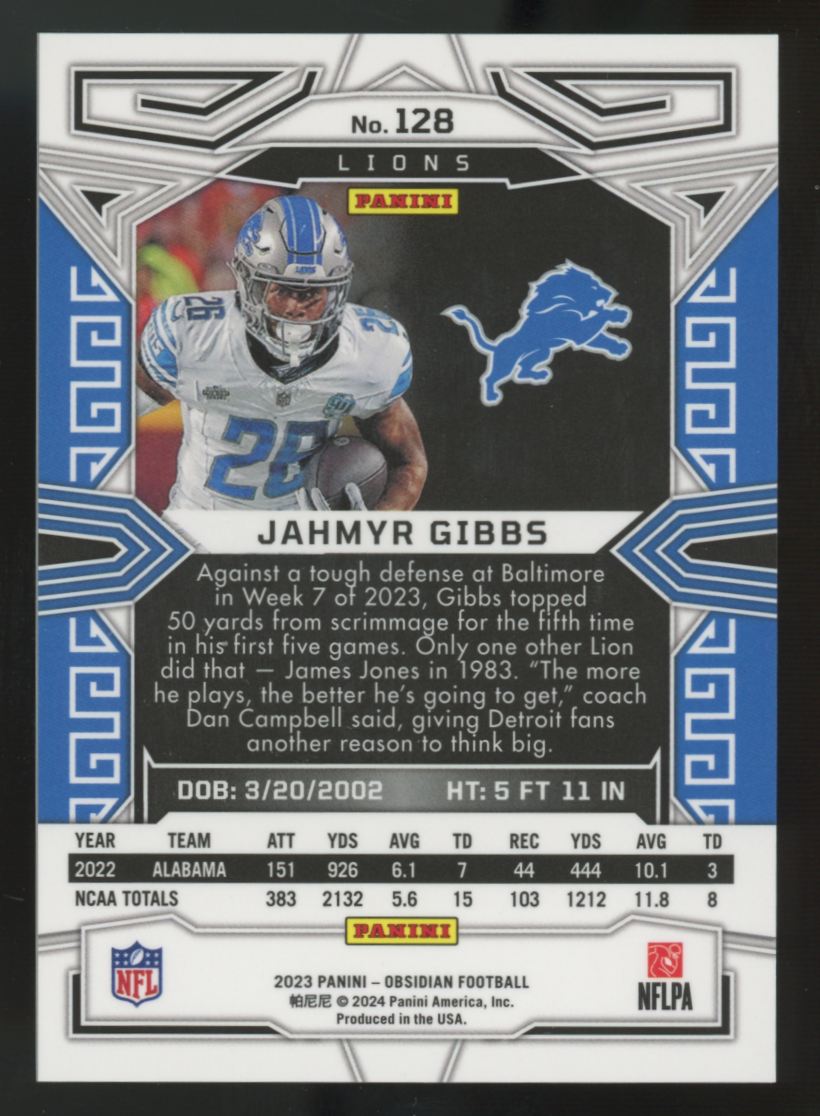 2023 Panini Obsidian Jahmyr Gibbs RC #128