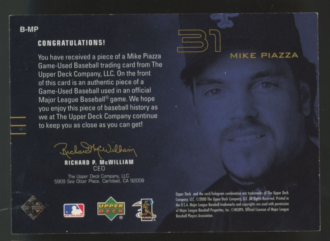 2000 Upper Deck Mike Piazza Game Used Ball Patch #B-MP