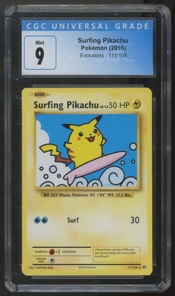 2016 Pokemon Surfing Pikachu Evolutions #111 CGC 9