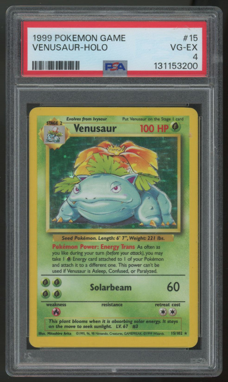 1999 Pokemon Venusaur Base Set Unlimited Holo #15 PSA 4