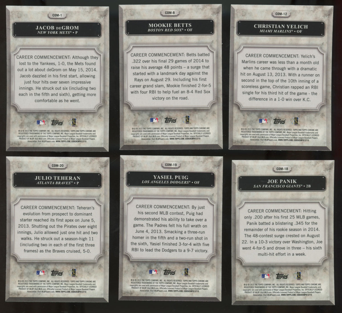 2015 Topps Chrome Commencements Complete Set (20/20)