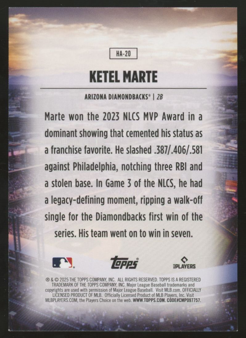 2025 Topps Series One Ketel Marte Home Field Advantage #HA-20