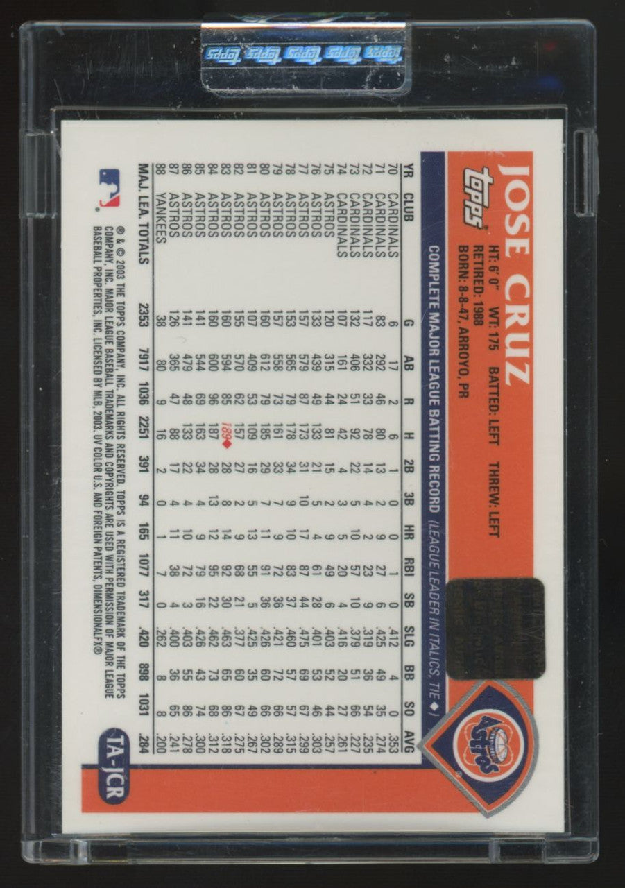 2003 Topps Retired Signatures Jose Cruz Auto #TA-JCR