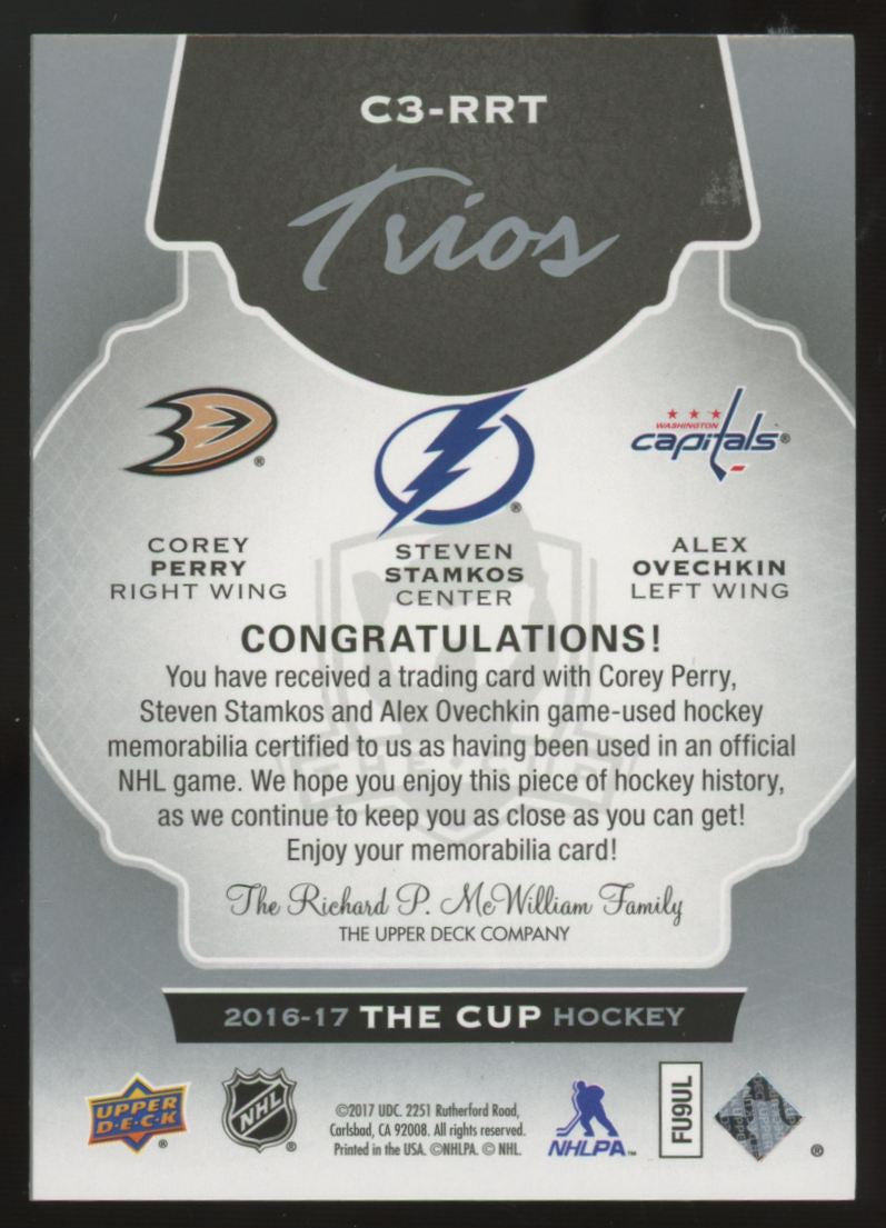 2016-17 Upper Deck The Cup Perry/Stamkos/Ovechkin Triple Patch /25 #C3-RRT