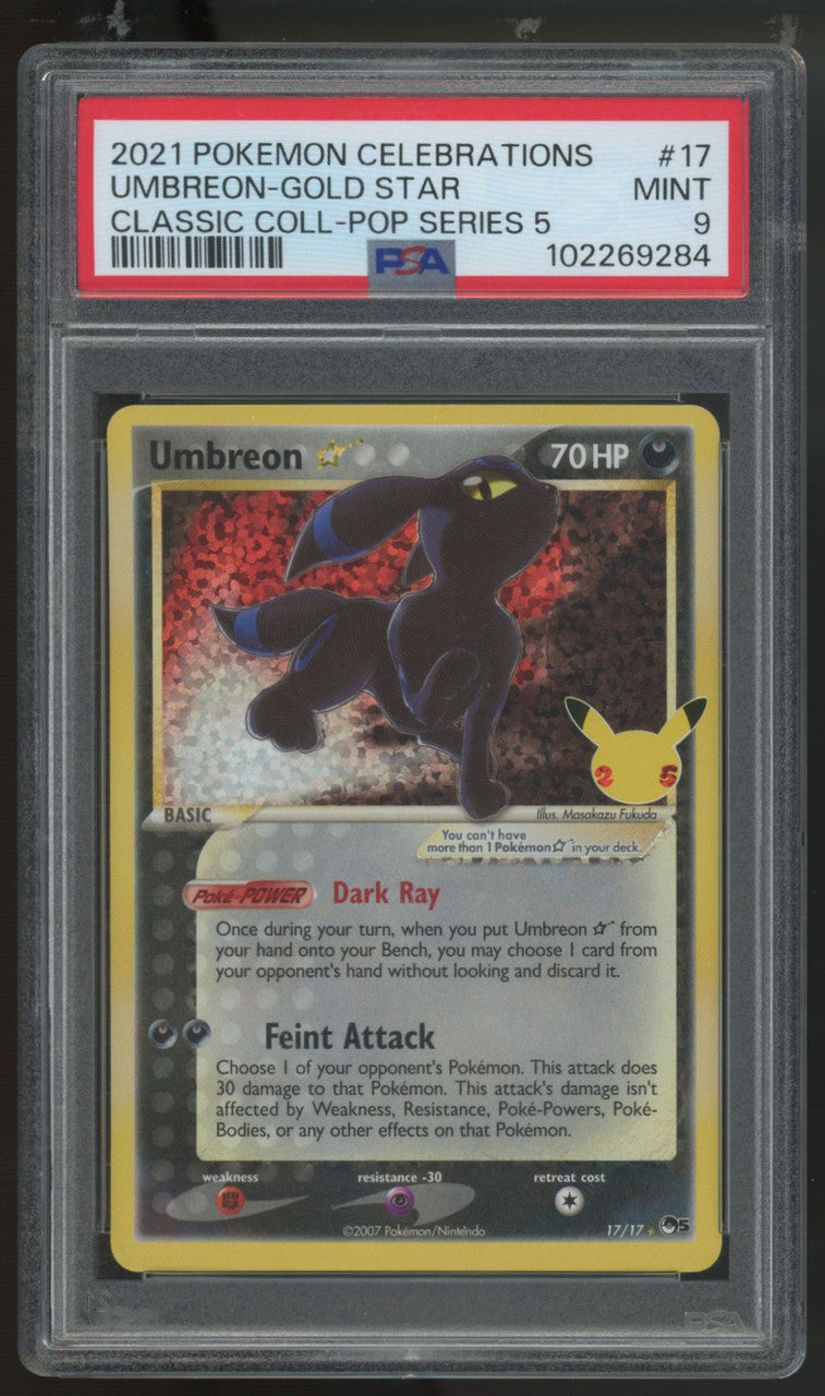 2021 Pokemon Umbreon Gold Star Celebrations Classic Collection #17 PSA 9