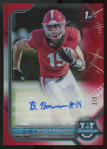 2022 Bowman University Chrome Brock Bowers 1st Auto Red Refractor /5 *READ